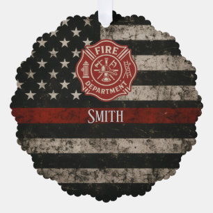 Benutzerdefinierter Feuerwehrmann Thin Red Line We Ornament Karte