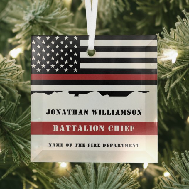 Benutzerdefinierter Firefighter-Aufwertungsfahne f Ornament Aus Glas (Insitu)