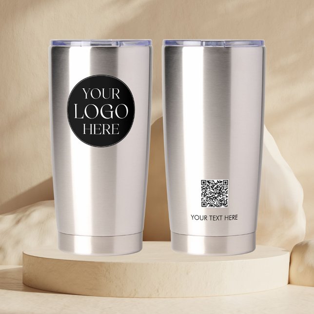 Benutzerdefinierter Firmenlogo-Branded-QR-Code Thermobecher (Front and Back)