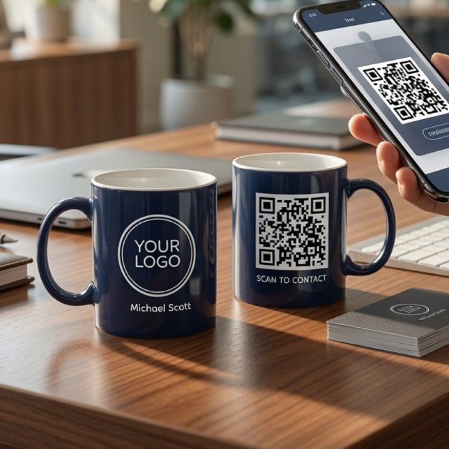 Benutzerdefinierter Firmenlogo-QR-Code-Becher | Pe Kaffeetasse (Von Creator hochgeladen)