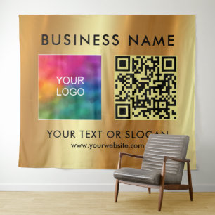 Benutzerdefinierter Firmenlogo QR-Code Extra Large Wandteppich