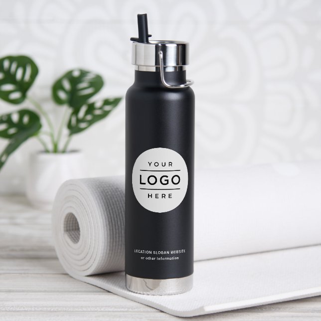 Benutzerdefinierter Firmenname und Logo-Schwarz Trinkflasche (Yoga)