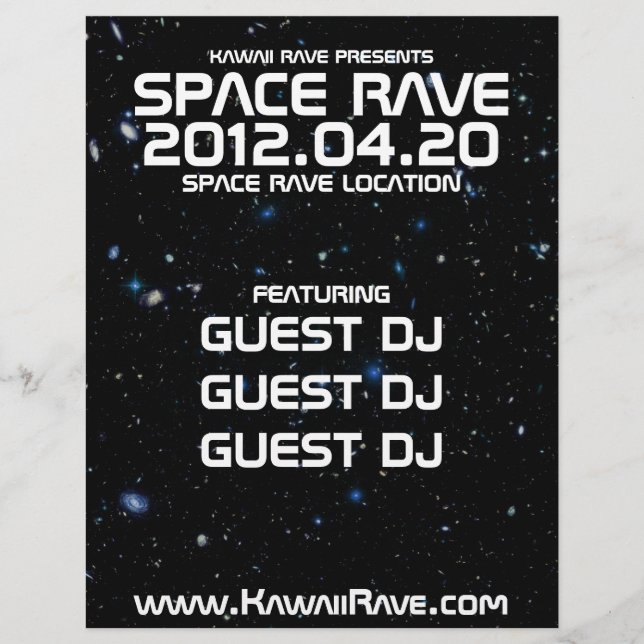 Benutzerdefinierter Flyer für Space Rave (Vorne)