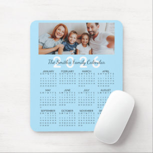 Benutzerdefinierter Foto Blau 2026 Familienkalende Mousepad