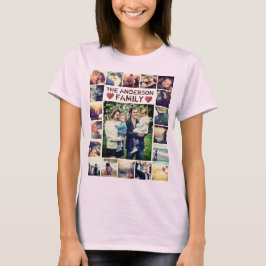 Benutzerdefinierter Foto Collage Herz und Text-T - T-Shirt
