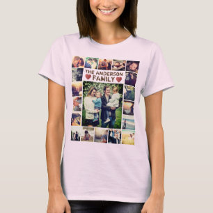 Benutzerdefinierter Foto Collage Herz und Text-T - T-Shirt