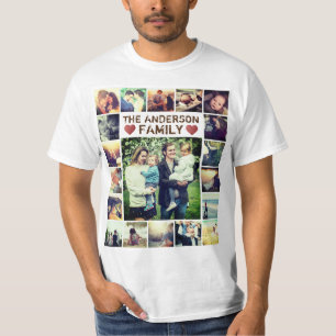 Benutzerdefinierter Foto Collage Herz und Text-T - T-Shirt