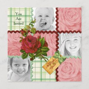 Benutzerdefinierter Foto-Deckblock Rot Pink Rose G Einladung