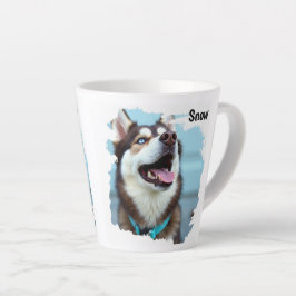 Benutzerdefinierter Foto-Hund Husky Name Blau Latt Milchtasse