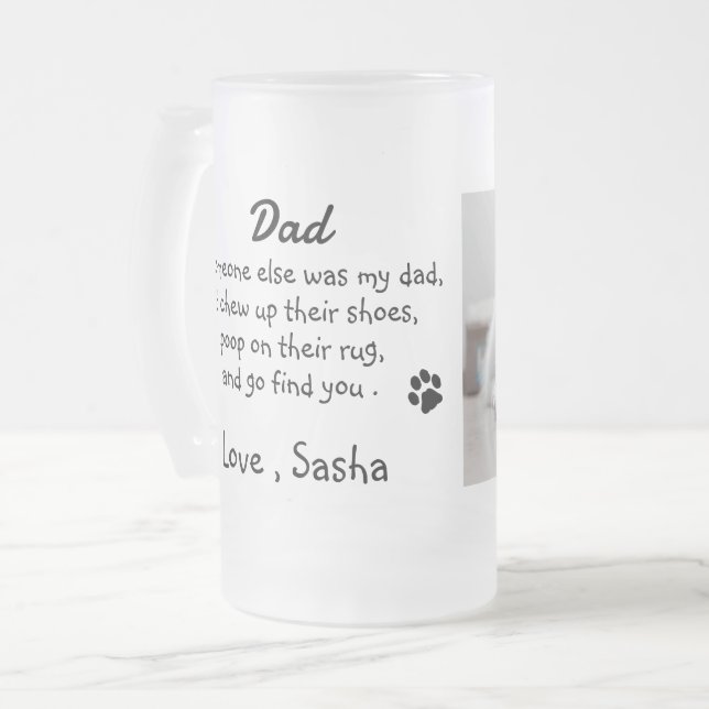 Benutzerdefinierter Foto-Hund-Vater Mattglas Bierglas (Vorderseite Links)