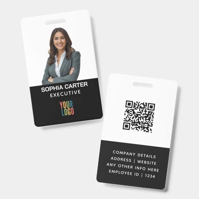 Benutzerdefinierter Foto-Logo-QR-Code-Mitarbeiter  Ausweis (Vorder- & Rückseite)