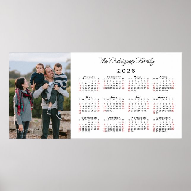 Benutzerdefinierter Foto Name 2026 Kalender Poster (Vorne)