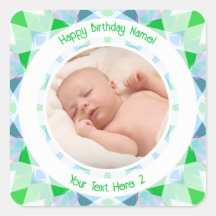 Benutzerdefinierter Foto Name Age Blue Green Gebur