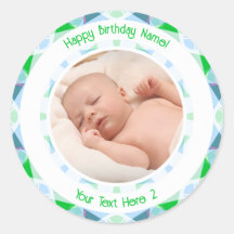 Benutzerdefinierter Foto Name Age Blue Green Gebur