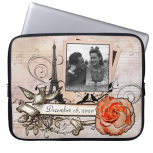 Benutzerdefinierter FOTO Name Paris-Thema Notebook Laptopschutzhülle