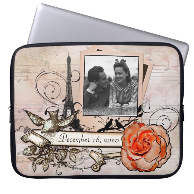 Benutzerdefinierter FOTO Name Paris-Thema Notebook Laptopschutzhülle (Vorderseite)