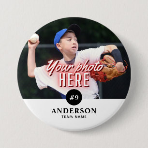 Benutzerdefinierter Foto-Name, Sportteam- und Numm Button