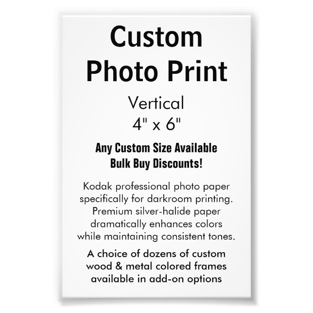 Benutzerdefinierter Foto Print - Vertikal 4 Zoll x (Vorne)