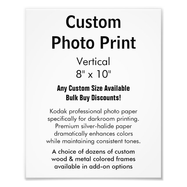 Benutzerdefinierter Foto Print - Vertikal 8 Zoll x (Vorne)