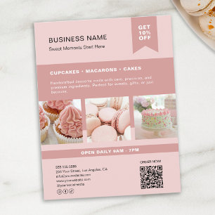 Benutzerdefinierter Foto-QR-Bäckerei-Rosa-Flyer Flyer