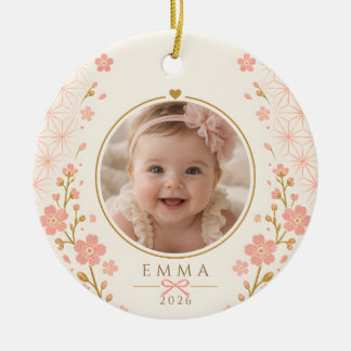 Benutzerdefinierter Foto-Schmuck für das erste Wei Keramik Ornament