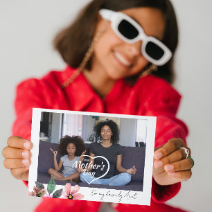 Benutzerdefinierter Foto-Text Floral Frohen Mutter Feiertagskarte