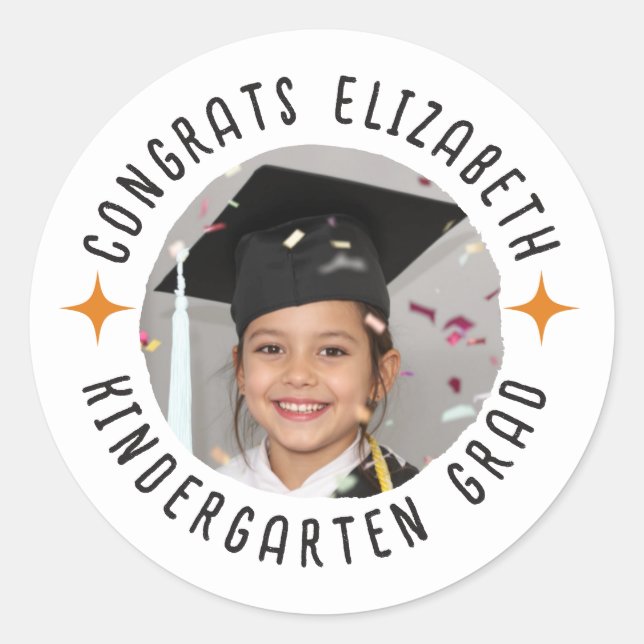 Benutzerdefinierter Foto Text Kindergarten Abschlu Runder Aufkleber (Vorderseite)