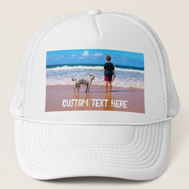 Benutzerdefinierter Foto-Text-Trucker Hat Ihre Lie Truckerkappe (Vorderseite)