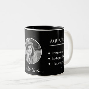 Benutzerdefinierter Foto- und Namens-Aquarius-Ster Zweifarbige Tasse