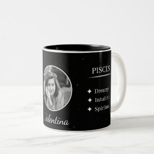Benutzerdefinierter Foto- und Namens-Pisces-Sternz Zweifarbige Tasse