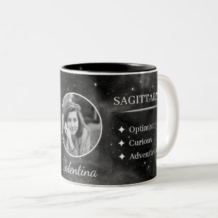 Benutzerdefinierter Foto- und Namens-Schütze-Stern Zweifarbige Tasse