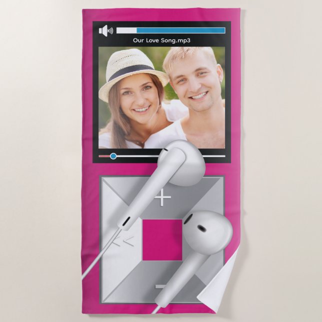 Benutzerdefinierter Foto- und Songname-MP3-Player Strandtuch (Vorderseite)