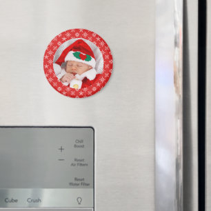 Benutzerdefinierter Foto-Weihnachtsmann-Baby-Rot-H Magnet