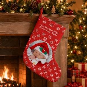 Benutzerdefinierter Foto-Weihnachtsmann-Baby-Schne Kleiner Weihnachtsstrumpf