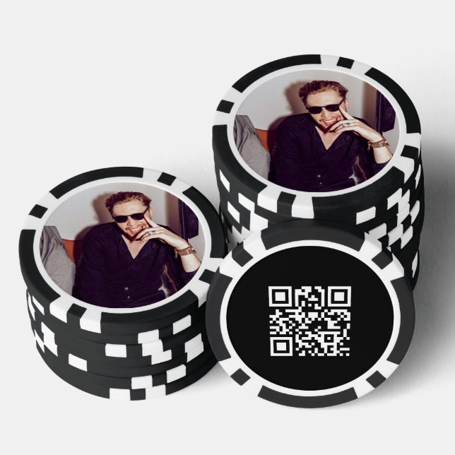Benutzerdefinierter Foto-Werbe-QR-Code Schwarz Wei Pokerchips (Stapel)