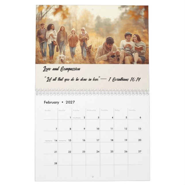 Benutzerdefinierter Fotokalender mit Bibelversen Kalender (Feb 2027)