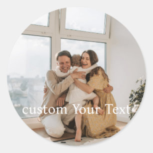 Benutzerdefinierter Fototext Personalisiert Runder Aufkleber