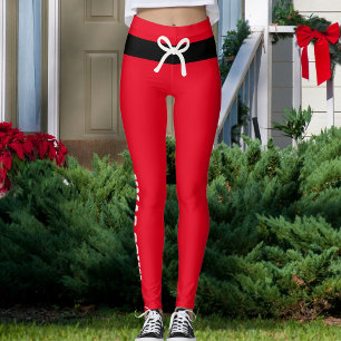 Benutzerdefinierter Frohe Weihnachten Roter Schwar Leggings