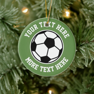 Benutzerdefinierter Fußball-Sport-Weihnachtsbaumsc Keramik Ornament