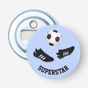 Benutzerdefinierter Fußball-Text blau Flaschenöffner