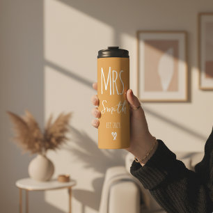 Benutzerdefinierter gelber Hochzeit-Becher für Ehe Thermosbecher
