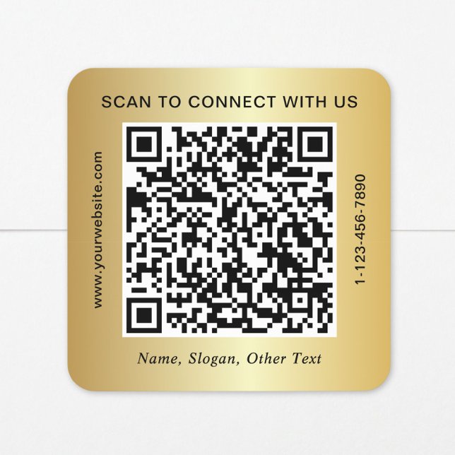 Benutzerdefinierter Geschäft- QR-Code Gold Quadratischer Aufkleber (Von Creator hochgeladen)