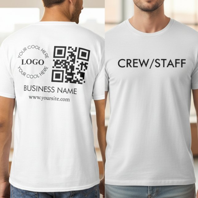 Benutzerdefinierter Geschäft QR-Code Logo Vorder-  T-Shirt (Custom Business QR Code Logo Front Back Crew Staff T-Shirt Uniform)