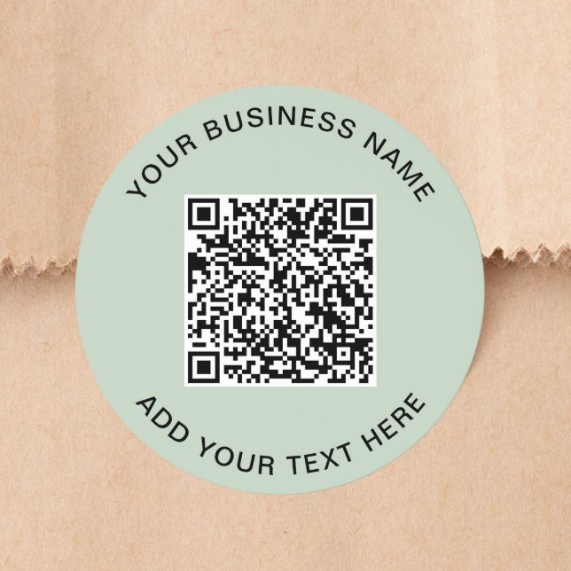 Benutzerdefinierter Geschäft- QR-Code Sage Grün Runder Aufkleber (Von Creator hochgeladen)
