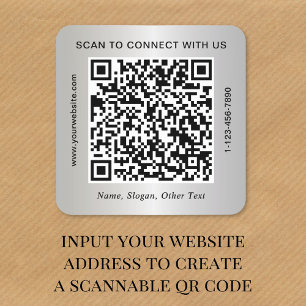 Benutzerdefinierter Geschäft- QR-Code Silber Quadratischer Aufkleber