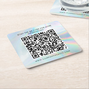Benutzerdefinierter Geschäfts-QR-Code Holografisch Rechteckiger Pappuntersetzer