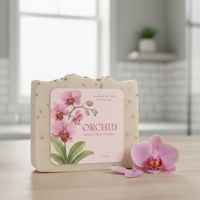 Benutzerdefinierter Geschäftsetikett für Orchideen Quadratischer Aufkleber (Von Creator hochgeladen)