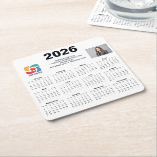 Benutzerdefinierter Geschäftskalender 2026 Firmenk Rechteckiger Pappuntersetzer