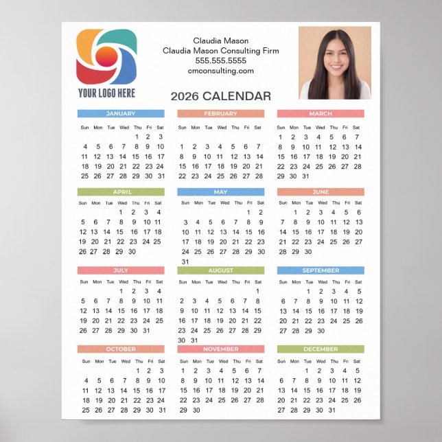 Benutzerdefinierter Geschäftskalender 2026 Marketi Poster (Vorne)