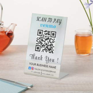 Benutzerdefinierter Geschäftslogo-Scan zum Bezahle Sockelschild